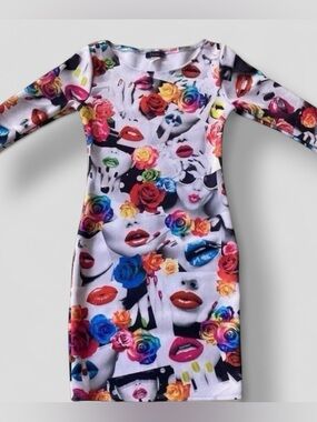 Hot Y2K Indie Sleazy Bold Lips & Roses Graphic Print 90s Clubwear